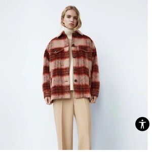 Zara Plaid Wool Blend Shacket SZ L